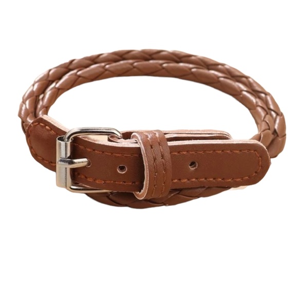 Leather Woven Buckle Brown Bracelet - Picture 3 of 4